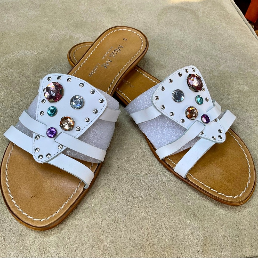 WHITE RHINESTONE SANDALS